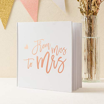 Calculs Polaroid Bridal Shower Guest Book From Miss To Mrs Bachelorette Party Picture Book 8.5” Square Blank Pages, White Cover Rose Gold Foil Stamping - style: Traditional