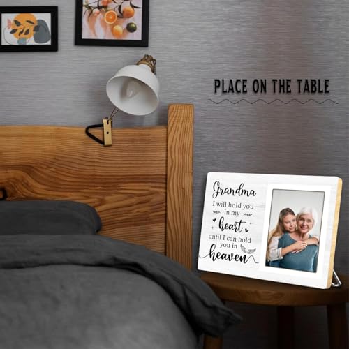 Memorial Photo Frame, Sympathy Gifts for Loss of Grandma, in My Heart, in Loving Memory Wooden Picture Frame, Bereavement Remembrance Funeral Passed AWay Condolence Gifts(Grandma, 4 x 6 Photo) - color: Grandma