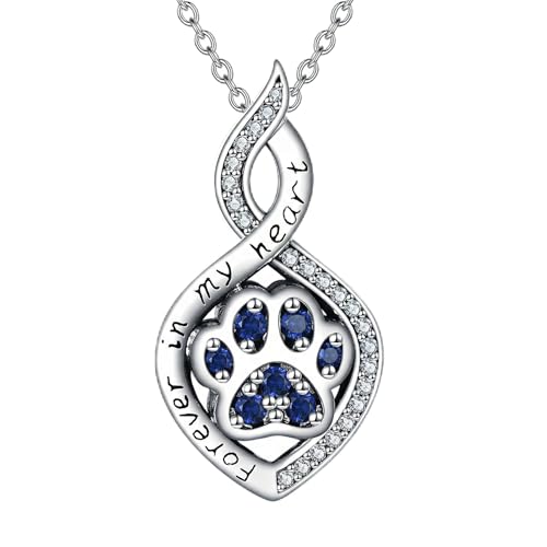 Butterfly/Dragonfly/Pet Paw/Tree of Life/Maple Leaf/Cross Urn Necklace for Ashes 925 Sterling Silver Cremation Pendant Jewelry Gifts for Women Mom - color: Paw-September