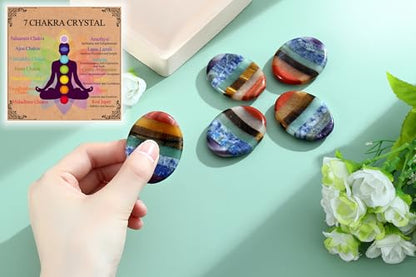 7 Chakra Worry Stone Healing Crystal–Anxiety Relief Items Gifts - color: 7chakra Oval Shaped