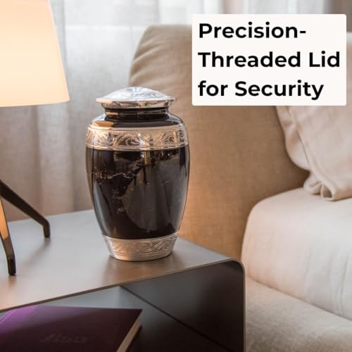 GR8 Keepsakes Black Marble-Finish Cremation Urn for Human Ashes Adult - color: Black