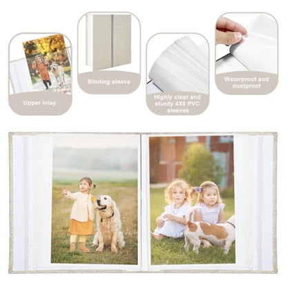 Photo Album 4x6 100 Pockets, Linen Cover Top Loader Vertical, Slip-in Picture Beige Pockets Albums for Wedding, Family, Anniversary, Baby, Vacation - color: Beige, size: 100 Pockets