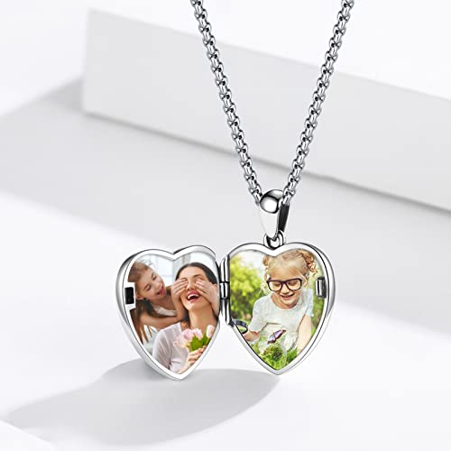 TUGHRA Mother's Day Gifts Gold Locket Necklaces for Women, 925 Sterling Silver Heart Photo Lockets Memorial Keepsake Jewelry Gift for Mom, Wife, Daughter - style: 2224-Light Pink