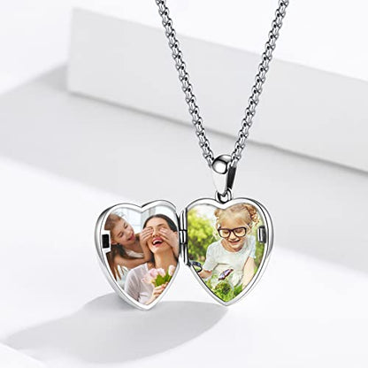TUGHRA Mother's Day Gifts Gold Locket Necklaces for Women, 925 Sterling Silver Heart Photo Lockets Memorial Keepsake Jewelry Gift for Mom, Wife, Daughter - style: 6824-Blue