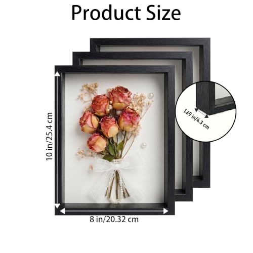 3 Pcs 8x10 Inch Shadow Box Frames Acrylic,Shadow Box Frame Display Cases,Cases for Pressed Flowers Keepsakes Tickets Photos (Black) - color: Black