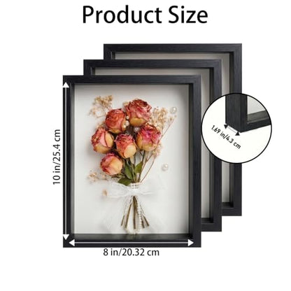 3 Pcs 8x10 Inch Shadow Box Frames Acrylic,Shadow Box Frame Display Cases,Cases for Pressed Flowers Keepsakes Tickets Photos (Black) - color: Black