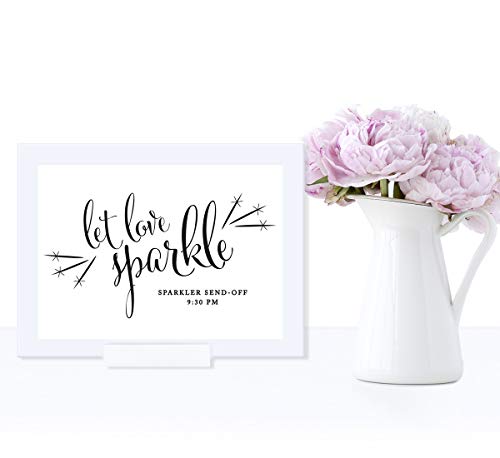 Andaz Press Personalized Wedding Framed Party Signs, Formal Black and White, 5x7-inch, Let Love Sparkle, Sparkler Send Off, 1-Pack, Includes Frame, Custom Made Any Time - color: Activity Sparkler