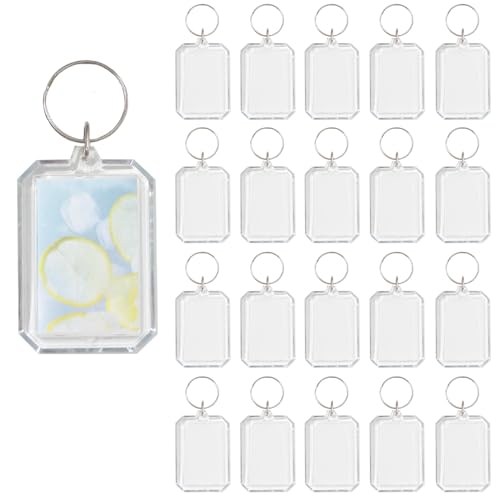 BetterJonny 20Pcs Acrylic Picture Keychain Blanks in Clear Acrylic Picture Frame Keyrings - color: Octagon