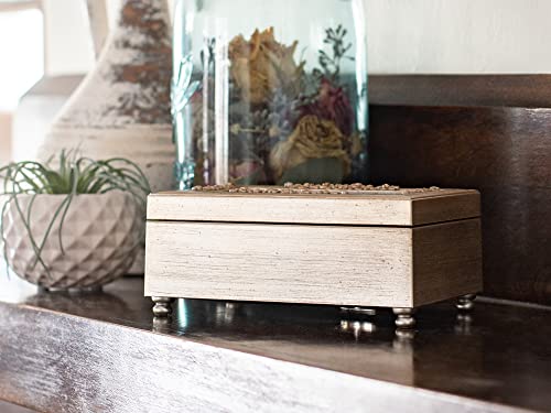Cottage Garden Memory Those We Love Champagne Silver Embossed Petite Rose Music Box Plays Amazing Grace