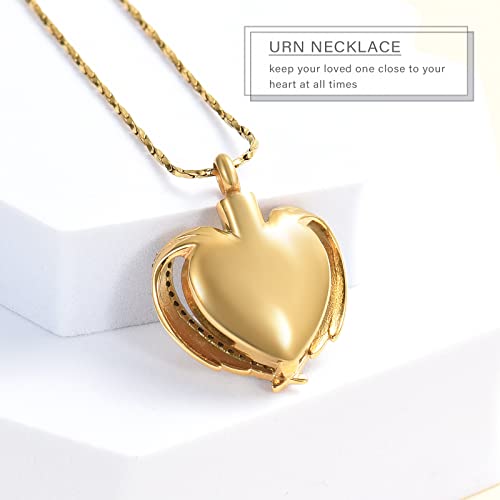 Imrsanl Cremation Jewelry Angel Wing Heart Urn Necklaces for Women - color: Customize