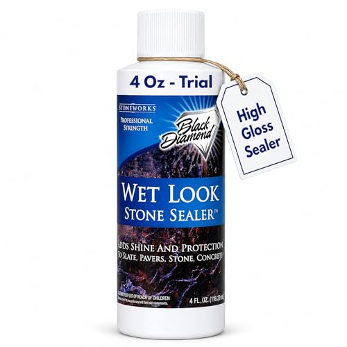 Wet Look Stone & Concrete Sealer, High Gloss for Pavers & Patios, 4oz Trial | Durable Long-Lasting Gloss Protection, Interior and Exterior, Pavers, Slate, Sandstone, Travertine, Flagstone - style: Trial Size (4oz)