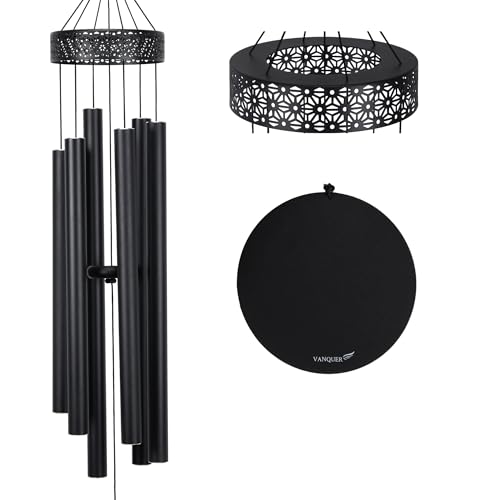 Large Wind Chimes for Outside Deep Tone - 48'' Wind Chimes Outdoor Clearance, Deep Tone, Windchimes Outdoors, Memorial, Sympathy Gift, Garden Patio Yard, Home Décor - size: 48" Black