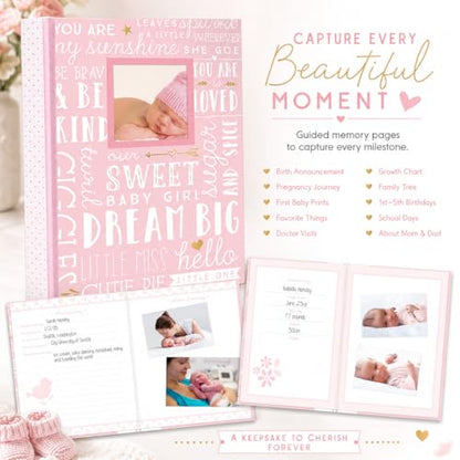 Lil' Peach Dream Big Baby Memory Book, First 5 Years, Monthly Milestone - style: Dream Big Pink