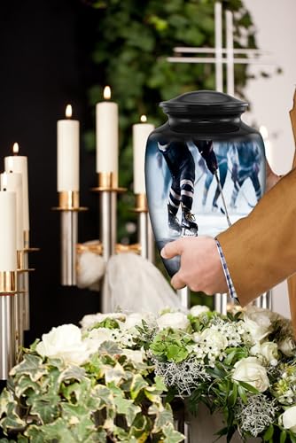 Ice Hockey Cremation Urn for Adult Human Ashes – Full Size Sports Tribute Memorial Urn – Elegant Funeral Urn for Hockey Lovers & Players – Holds Up to 210 lbs (Large) - size: Large