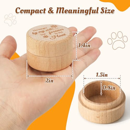 Pet Fur Keepsake Box, Round Wooden Memorial Box for Dog and Cat Hair - color: Round