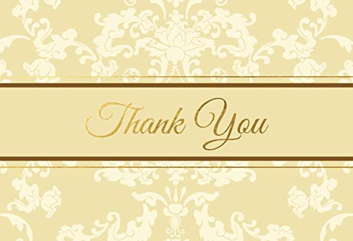 Designer Greetings Thank You Greeting Cards - size: 48 Pack Thank You - Gold & Ivory Foliage