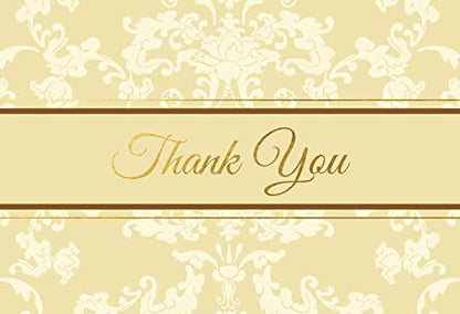 Designer Greetings Thank You Greeting Cards - size: 48 Pack Thank You - Gold & Ivory Foliage