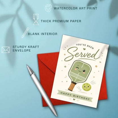 You've Been Served Pickleball Birthday Card, Paddle Greeting Gift | Pickleball Birthday Card For Pickleball Player, Sports Fan Greeting Card, Pickleball Lover Gift Card, Served Birthday Card - color: sport12