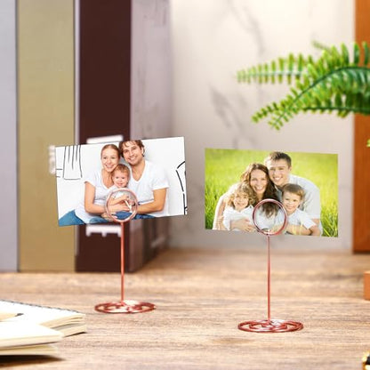TecUnite 24 pcs 3.35 Inch Picture Clips Table Place Photos Card Holder Gold | Rose Gold number NameCards Holds,Wedding Reception Birthday Party Centerpieces,Durable Metal Wire, Spiral Base - color: Rose Gold