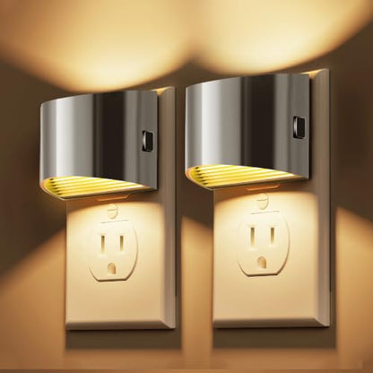 L LOHAS LED Night Lights Plug into Wall, Dimmable Night Light 2 Pack | Plug in Night Light with 3 Level Brightness, 3000K Soft White, Grey Housing - color: Gray