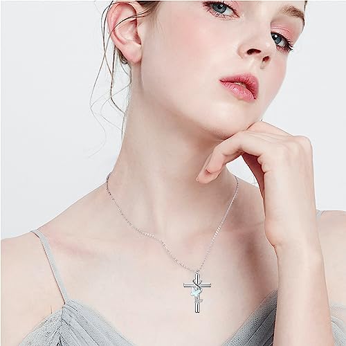 Cross Urn Necklace for Ashes 925 Sterling Silver Cremation Jewelry with Funnel Filler Kit Ashes Necklace for Human Women Girl Pets - color: A_Opal Butterfly Urn Necklace, style: Non-personalized