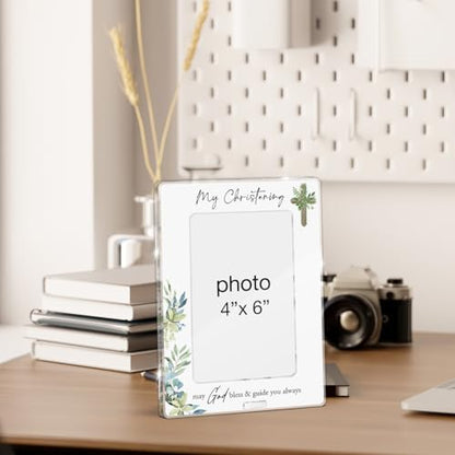 Christening Gifts Photo Frame Baptism Gifts for Boys Girls Godchild, My Christening May God Bless and Guide You Always Baptism Acrylic Picture Frames 4 x 6 Inch Photo - color: N-My Christening