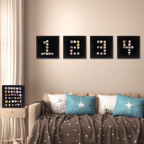 GMFrames 11x11 Enamel Pin Display Case, Pin Collection Display Frame with Real Glass, Shadow Box for Wall and Tabletop, Pin Holder Black - color: Black, size: 11x11