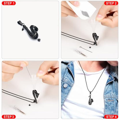 memorial jewelry Music Urn Saxophone Horn Chain Necklace Cremation Ash Keepsake Pendant - color: Black