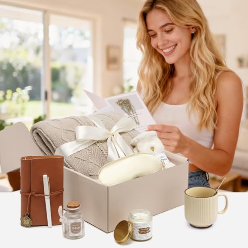 Mothers Day Get Well Gifts for Women Self Care Gift Basket - Birthday Gifts for Women Spa Care Package - Sympathy Inspirational Easter Day Gift Set for Her Mom Sister Friend Wife (Khaki) - color: Khaki