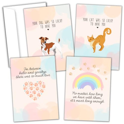 Hat Acrobat 16 Pet Sympathy Cards for Dogs, Cats with Envelopes - Pet Sympathy Card, Loss of Dog Sympathy Card Set - Thoughtful Sympathy Card for Loss of Pet Dog or Cat Sympathy Card (Heartwarming) - color: Heartwarming