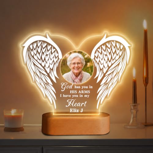 Personalized LED Picture Frame Memorial Gifts for Loss of Loved One, Sympathy for Dad Mom Husband Sister Friend, Funeral Mourning Ideas with Custom Photo Memory (Heat Style 2) - color: Heat Style 2