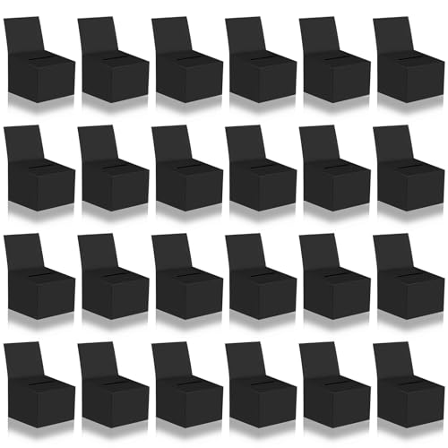 24 Pcs Black Raffle Boxes, 6.5 x 4.5 x 4.5 Inch Ballot Boxes with Slot for Ticket, Professional Style Storage Boxes for Collecting Business Cards, Voting Contest, Charity Box - color: Black, size: 24 PCS