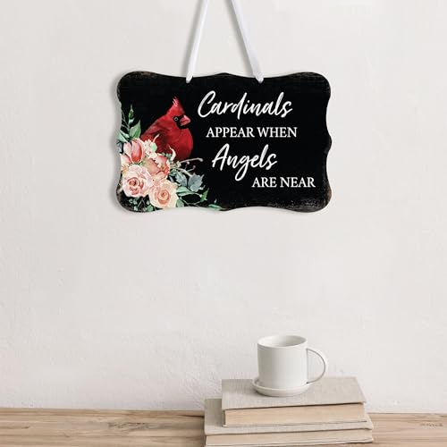 LifeSong Milestones Memorial Wall Hanging Signs Bereavement Keepsake Condolence Funeral Gift For Loss of Loved One 8x12 (Cardinals Appear When Angels (Black)) - color: Cardinals Appear When Angels (Black)