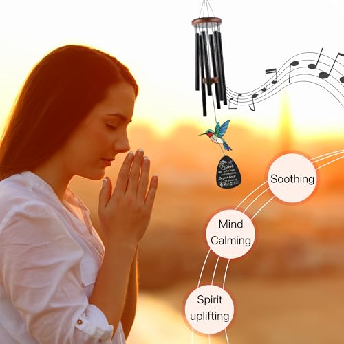 Memorial Wind Chimes for Loss of Loved One, Sympathy Gifts for Loss of Mother/Dad/Husband - Hummingbird Wind Chimes for Outside with Mute Option, Sympathy Wind Chimes 48'' - size: 48IN