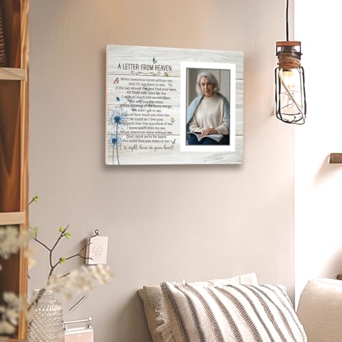 Letter from Heaven Memorial Picture Frame, Sympathy Gifts Bereavement Gifts for Loss of Loved One, In Loving Memory Photo Frame Gift, Memorial Condolences Remembrance Mother Father Gift 4x6 in