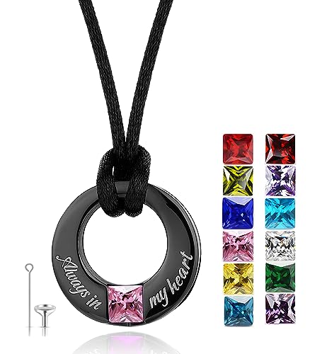 Urn Necklaces for Ashes "Always in My Heart" Ashes Necklace Cremation Jewelry Keepsake Holder Memorial Necklace - color: October