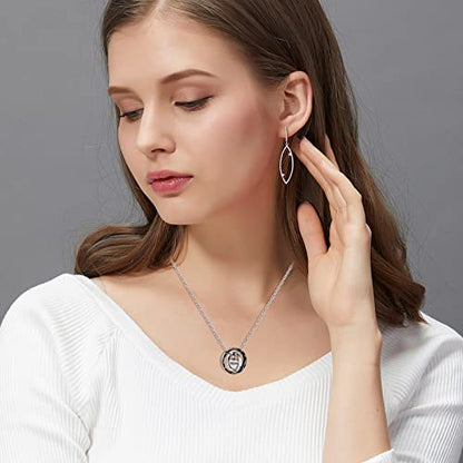 XIUDA Cremation Urn Necklace for Ashes Eternal Memory Carved Keepsake Stainless Steel Urn Jewelry Memorial Ash Holder - color: Silver&Black-MOM