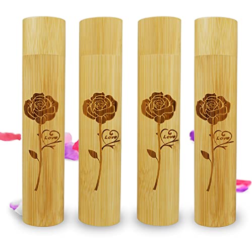 4 Pack Small Biodegradable Bamboo Scattering Tubes Urn for Human Ash - color: Flowers, size: Small (Set of 4)