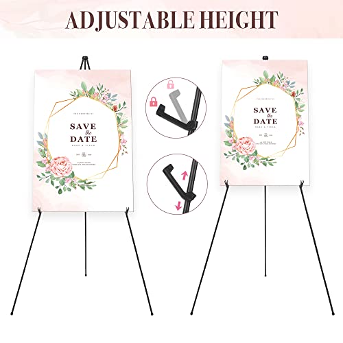 Easel Stand for Wedding Sign & Poster 63'' Easels for Display Portable Art Easel for Floor Adjustable Metal Easel Black 3 Pack - style: Black 3 Pack