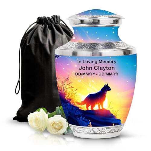 Custom Cat Urn for Ashes Funeral Cremation Urns for Mom & Dad 10 Inch Large | Funeral Cremation Urns for Mom & Dad Ash, Urns for Human Ashes Adult Female, Cremation Urn for Human Ashes - color: Tasty-cat-4