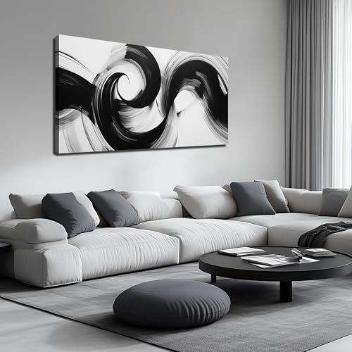 JuhaiArt White Wall Art Abstract Picture Artwork for Office - color: White, size: 59"L x 29"W