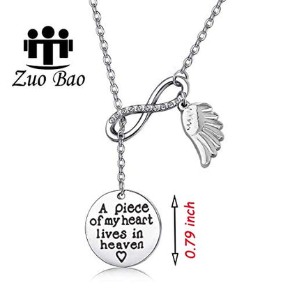 Memorial Jewelry Sympathy Gift A Piece of My Heart Lives In Heaven Lariat Y Necklace Loss Jewelry Gift - color: Y neckalce