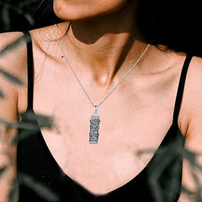 TOUPOP Tree of Life Cremation Jewelry Urn Necklace for Ashes for Women Men 925 Sterling Silver Cylinder Urn Pendant Necklaces for Human Ashes of Loved Ones Keepsake Memorial Gifts - style: 4-Dragonfly