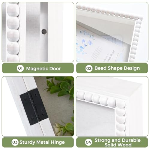 Muzilife 11x14 Shadow Box Pine Wood with Unique Bead Door, 3.18 Deep, White - color: White-bead Shape, size: 11"x14"