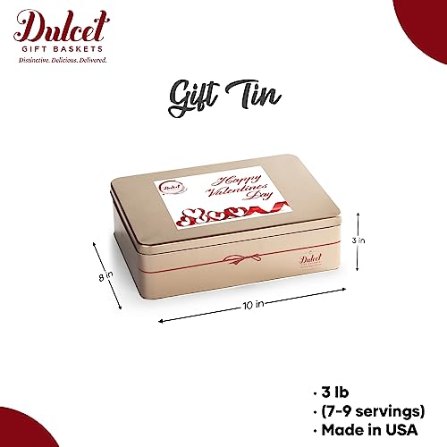 Dulcet Gift Baskets Valentine’s Day Assortment Tin Box- Delicious Gourmet Confection Gift Set - Variety Of Freshly Baked Cookies, Brownies & Rugelah In Many Flavors- Handmade Baked Goods Gift Box - style: Valentine's Day