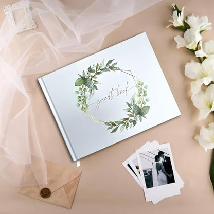 Mr&MrsGifts Elegant Wedding Guest Book Hard Cover Guest Sign in Book,GD | Guest Book Wedding Reception,Bridal Shower Gifts,Wedding Gifts - color: Garland