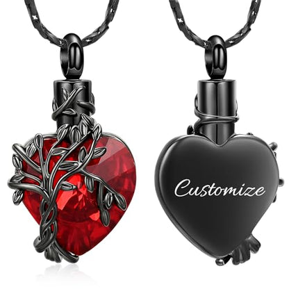 Imrsanl Tree of Life Heart Urn Necklace Cremation Jewelry for Women - color: Customize-2