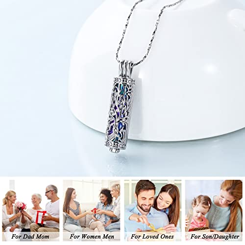 Imrsanl Cylinder Cremation Urn Necklace for Ashes of Loved One - color: Tree-Colorful