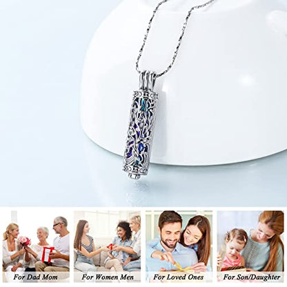 Imrsanl Cylinder Cremation Urn Necklace for Ashes of Loved One - color: Tree-Colorful