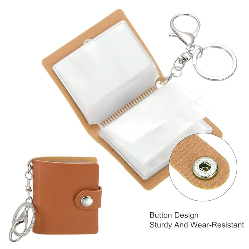 uxcell Mini Photo Keychain DIY Small Memory Key Ring Picture Book for Family - color: Coffee